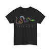 NerdyKeppie "Join Or Die" Cotton Multi-Flag LBGTQIA+ Pride Tee Shirt. A unisex cotton tee shirt with a Ben Franklin Join Or Die design on it featuring eight different pride flags. This LBGTQIA+ pride tee shirt has a classic fit.