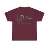 NerdyKeppie "Join Or Die" Cotton Multi-Flag LBGTQIA+ Pride Tee Shirt. A unisex cotton tee shirt with a Ben Franklin Join Or Die design on it featuring eight different pride flags. This LBGTQIA+ pride tee shirt has a classic fit.