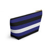NerdyKeppie Leather Pride Flag Zipper Pouch with T-Bottom. A zippered accessory/makeup bag featuring a t-bottom and a leather flag pattern. This leather pride zipper pouch is fully lined and comes in two sizes.