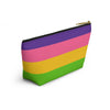 NerdyKeppie Lesbian Pride Flag Zipper Pouch with T-Bottom. A zippered accessory/makeup bag featuring a t-bottom and a lesbian flag pattern. This lesbian pride zipper pouch is fully lined and comes in two sizes.
