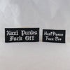 NerdyKeppie's "Nazi Punks Fuck Off" Embroidered Patch are stitched on sturdy rectangular duck cloth and backed with vinyl fuse.