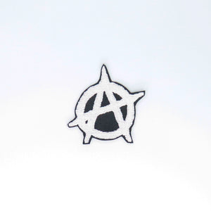 NerdyKeppie's No Hooked Backing Anarchy Symbol Embroidered Patch are stitched on black duck cloth and backed by sturdy vinyl fuse.