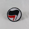 NerdyKeppie's No Hooked Backing Antifa Embroidered Anti-Fascist Patch are stitched on black duck cloth and backed by sturdy vinyl fuse.