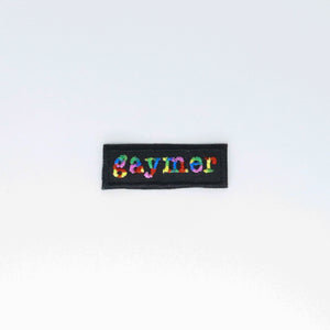NerdyKeppie's No Hooked Backing "Gaymer" Embroidered Rainbow Gay Pride Patch are stitched on sturdy rectangular duck cloth and backed with vinyl fuse.
