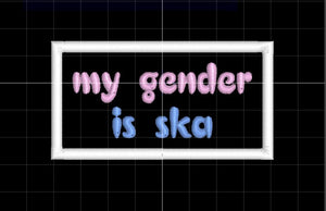NerdyKeppie's No Hooked Backing "My Gender is Ska" Embroidered Trans Pride Patches are stitched on sturdy rectangular duck cloth and backed with vinyl fuse.