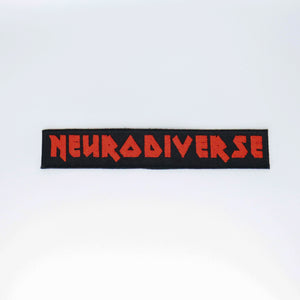NerdyKeppie's No Hooked Backing "Neurodiverse" Embroidered Patch are stitched on sturdy rectangular duck cloth and backed with vinyl fuse.