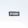 NerdyKeppie's No Hooked Backing "Spoonie" Embroidered Disability Pride Patch are stitched on sturdy rectangular duck cloth and backed with vinyl fuse.