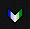 NerdyKeppie's No Hooked Backing Stackable Pride Chevron Embroidered Pride Patch are stitched on black duck cloth and backed by sturdy vinyl fuse.