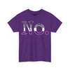 NerdyKeppie "No." Typewriter Font Cotton Ace Pride Tee Shirt. A unisex cotton tee shirt with a "No." design on it in asexual pride colors. This ace pride tee shirt has a classic fit.