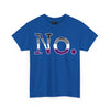 NerdyKeppie "No." Typewriter Font Cotton Ace Pride Tee Shirt. A unisex cotton tee shirt with a "No." design on it in asexual pride colors. This ace pride tee shirt has a classic fit.