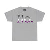 NerdyKeppie "No." Typewriter Font Cotton Ace Pride Tee Shirt. A unisex cotton tee shirt with a "No." design on it in asexual pride colors. This ace pride tee shirt has a classic fit.