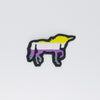 NerdyKeppie's Non-Binary BONEYARD Unicorn Embroidered Pride Patch are shaped like their namesake and stitched on black duck cloth!