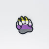 NerdyKeppie's Non-Binary Bear Paw Embroidered Pride Patch are shaped like their namesake and stitched on black duck cloth!