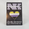 NerdyKeppie Console Pride 8-Bit Heart Pride Enamel Pins. Our 8-Bit Hearts Pride Enamel Pins feature an 8-bit heart in your choice of Pride colors and ship from Portland, Oregon USA.