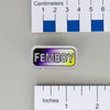 NerdyKeppie "FEMBOY" Mirrored Pride Pin. Mirrored pride pin with "FEMBOY" text, available in genderfluid, non-binary, rainbow, or transgender pride. Say it with your whole chest.
