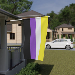 NerdyKeppie Non-Binary Pride Flag (Indoor/Outdoor). A Non-Binary Pride flag made from durable, weather-resistant poly canvas: this Pride celebration flag makes a great home decoration or casual cape!