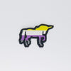 NerdyKeppie's Non-Binary Unicorn Embroidered Pride Patch are shaped like their namesake and stitched on black duck cloth!