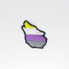 NerdyKeppie's Non-Binary Wolf Embroidered Pride Patch are shaped like their namesake and stitched on black duck cloth!