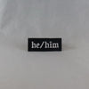 NerdyKeppie's Old English Font Embroidered Pronoun Patch are stitched on sturdy rectangular duck cloth and backed with vinyl fuse.
