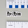 NerdyKeppie Old English Pronoun Sticker. Our NerdyKeppie Old English Pronoun Stickers come on a sturdy matte white vinyl, printed with your choice of pronouns in black Old English text. Our Old English Pronoun Stickers ship from Portland, Oregon.