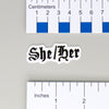 NerdyKeppie Old English Pronoun Sticker. Our NerdyKeppie Old English Pronoun Stickers come on a sturdy matte white vinyl, printed with your choice of pronouns in black Old English text. Our Old English Pronoun Stickers ship from Portland, Oregon.