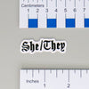 NerdyKeppie Old English Pronoun Sticker. Our NerdyKeppie Old English Pronoun Stickers come on a sturdy matte white vinyl, printed with your choice of pronouns in black Old English text. Our Old English Pronoun Stickers ship from Portland, Oregon.