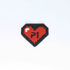 NerdyKeppie's P1 8-Bit Heart Embroidered Patch are stitched on black duck cloth and backed by sturdy vinyl fuse.