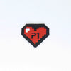 NerdyKeppie's P1 BONEYARD 8-Bit Heart Embroidered Patch are stitched on black duck cloth and backed by sturdy vinyl fuse.