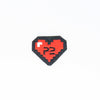 NerdyKeppie's P2 8-Bit Heart Embroidered Patch are stitched on black duck cloth and backed by sturdy vinyl fuse.