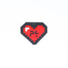 NerdyKeppie's P4 8-Bit Heart Embroidered Patch are stitched on black duck cloth and backed by sturdy vinyl fuse.