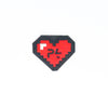 NerdyKeppie's P4 BONEYARD 8-Bit Heart Embroidered Patch are stitched on black duck cloth and backed by sturdy vinyl fuse.
