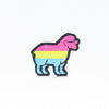 NerdyKeppie's Pan BONEYARD Sheep Embroidered Pride Patch are shaped like their namesake and stitched on black duck cloth!
