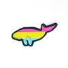 NerdyKeppie's Pan Dugong Embroidered Pride Patch are shaped like their namesake and stitched on black duck cloth!