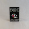 NerdyKeppie Proud to the Bone Bat Skull Pride Enamel Pins. A vampire bat skull pride enamel pin for our Proud to the Bone project, wearing an adorable crown of flowers!