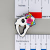 NerdyKeppie Proud to the Bone Sabertooth Tiger Skull Pride Enamel Pins. A Sabertooth Tiger skull pride enamel pin for our Proud to the Bone project, a perfect prehistoric gift for your favorite nerd. This prehistoric pin wears an adorable flower crown!