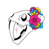 NerdyKeppie Proud to the Bone Sabertooth Tiger Skull Pride Enamel Pins. A Sabertooth Tiger skull pride enamel pin for our Proud to the Bone project, a perfect prehistoric gift for your favorite nerd. This prehistoric pin wears an adorable flower crown!