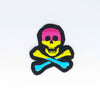 NerdyKeppie's Pan Skull And Crossbones Embroidered Pride Patch are stitched on black duck cloth and backed by sturdy vinyl fuse.