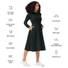 A person wearing a NerdyKeppie Peppers & Clocks Gay Men's Pride Long Sleeve Midi Dress With Pockets. 