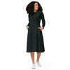 A person wearing a NerdyKeppie Peppers & Clocks Gay Men's Pride Long Sleeve Midi Dress With Pockets. 