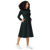 A person wearing a NerdyKeppie Peppers & Clocks Gay Men's Pride Long Sleeve Midi Dress With Pockets. 