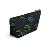 NerdyKeppie Peppers & Clocks Gay Men's Pride Zipper Pouch with T-Bottom. A zippered accessory/makeup bag featuring a t-bottom and a Clocks & Peppers pattern in MLM pride colors. This gay men's pride zipper pouch is fully lined and comes in two sizes.