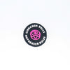 NerdyKeppie's Pink "Cinnamon Rolls, Not Gender Roles" Embroidered Patch are stitched on black duck cloth and backed by sturdy vinyl fuse.