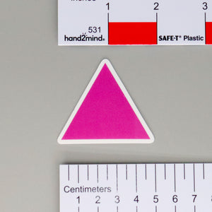 NerdyKeppie Pink Triangle Sticker. A NerdyKeppie matte sticker of a pink triangle. This gay pride sticker ships from Portland, Oregon.