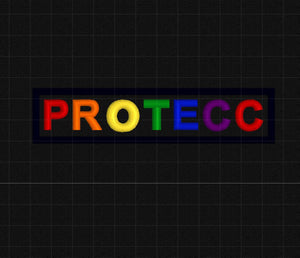 NerdyKeppie's "Protecc" Embroidered Patch are stitched on sturdy rectangular duck cloth and backed with vinyl fuse.
