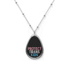 "Protect Trans Kids" Oval Trans Pride Necklace
