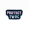 NerdyKeppie's "Protect Trans Women of Color" Embroidered Trans Pride Patch are stitched on black duck cloth and backed by sturdy vinyl fuse.