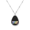 "Proud Dyke" Oval Rainbow Gay Pride Necklace