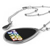 "Proud Dyke" Oval Rainbow Gay Pride Necklace