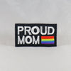 NerdyKeppie's Proud Mom "Proud Mom / Dad" Embroidered Parent Pride Patch are stitched on black duck cloth and backed by sturdy vinyl fuse.