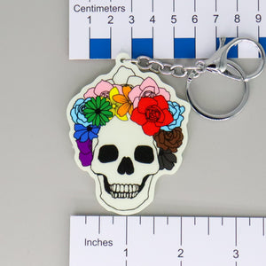 NerdyKeppie-Proud to the Bone Glow in the Dark Skull Progress Pride Keychain-